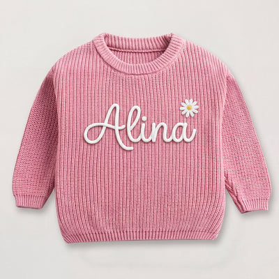 Handgestrickter personalisierter Strickpullover aus 100% Baumwolle