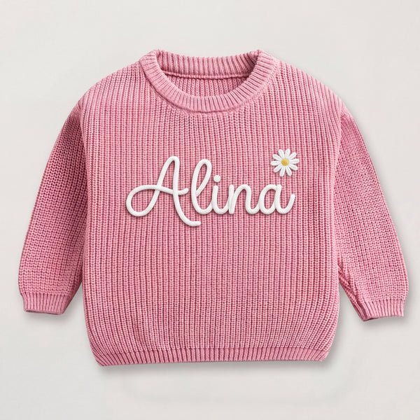 Handgestrickter personalisierter Strickpullover aus 100% Baumwolle