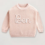 Handgestrickter personalisierter Strickpullover aus 100% Baumwolle