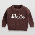 Handgestrickter personalisierter Strickpullover aus 100% Baumwolle