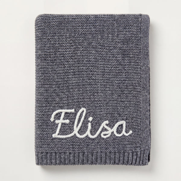 Personalisierte Strickdecke mit Namen