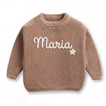 Handgestrickter personalisierter Strickpullover aus 100% Baumwolle