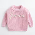 Handgestrickter personalisierter Strickpullover aus 100% Baumwolle