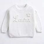 Handgestrickter personalisierter Strickpullover aus 100% Baumwolle