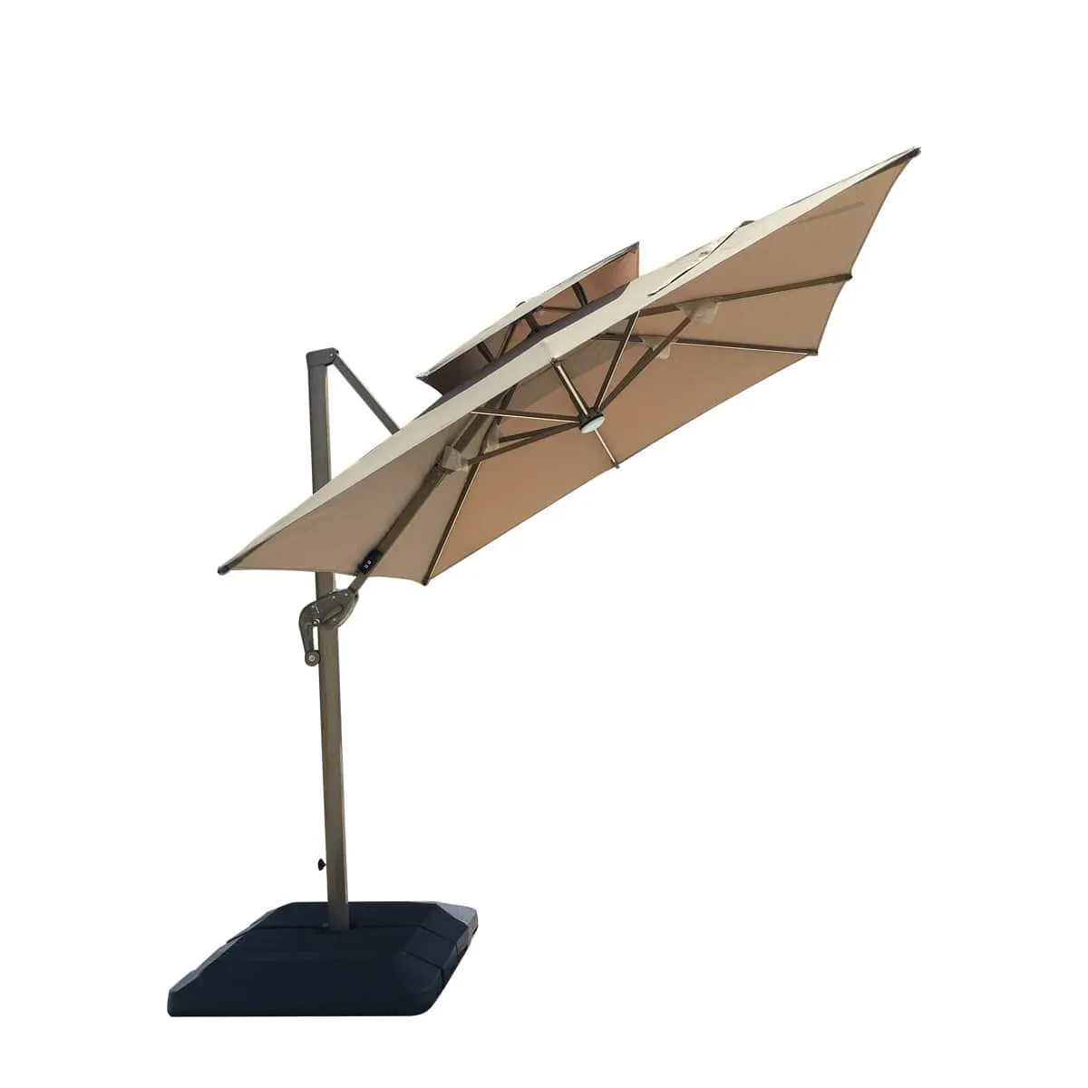 TMG Living 10-ft Offset Patio Cantilever Umbrella w/LED Lights and Aluminum Frame, Commercial Grade, Water Base Included, TMG-LUA10